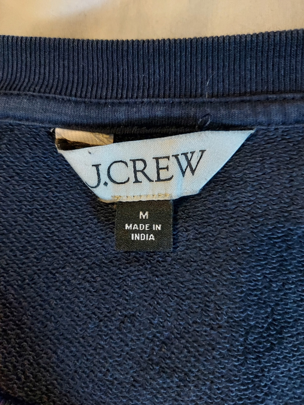 J Crew Navy Blue Orange Après Ski 100 % Cotton Crew Neck Sweatshirt Size M - Picture 3 of 8